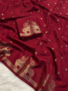 Viscose muslin cotton saree with jacquard weave double elephant weaving in border* Comes with running blouse fabric is pure and too soft