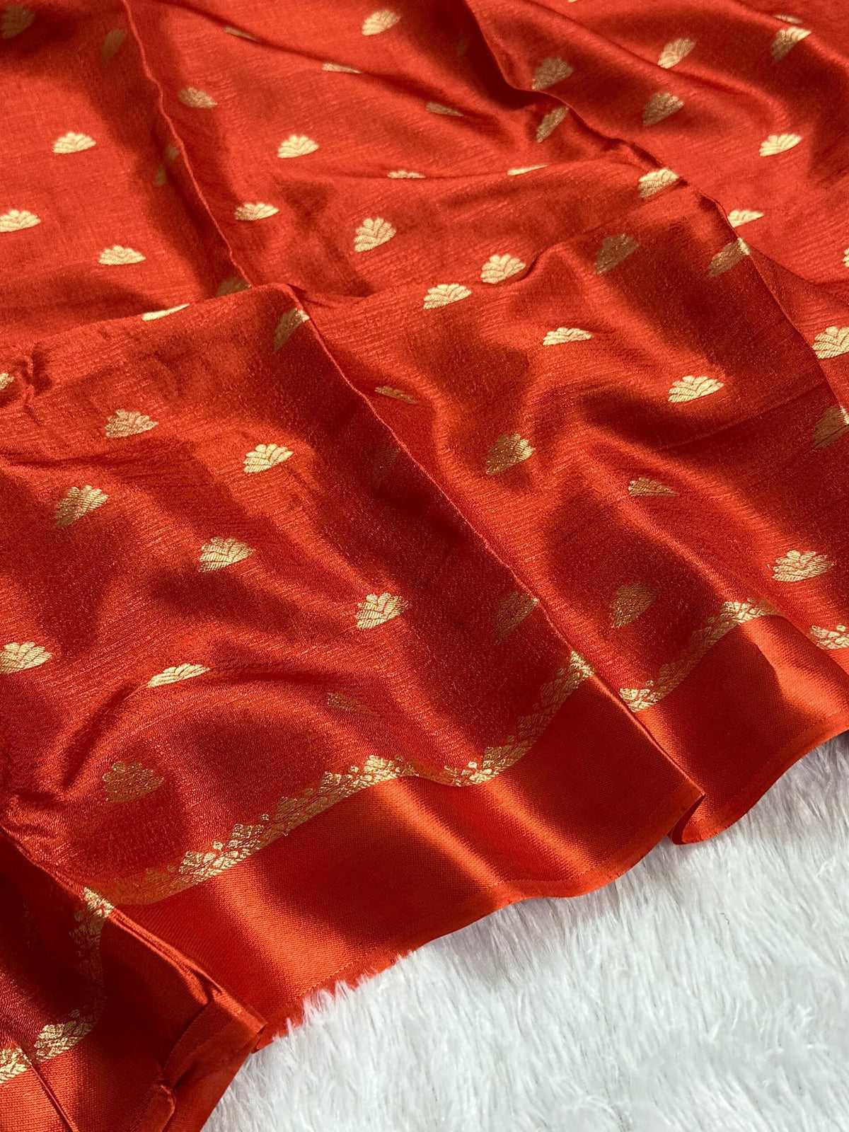 Pure soft Viscose Khadi silk fabric with satin border both side and jacquard half flower butti all over with running blouse