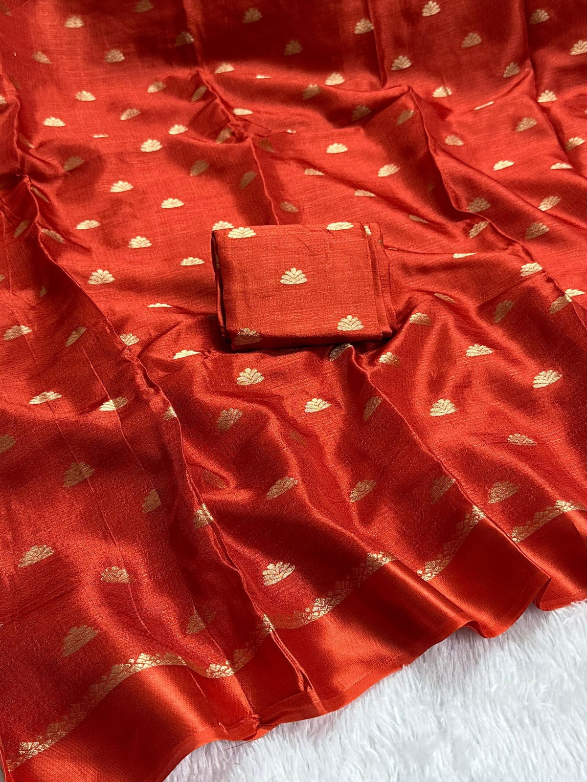 Pure soft Viscose Khadi silk fabric with satin border both side and jacquard half flower butti all over with running blouse