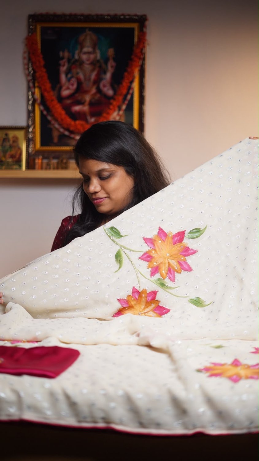 Soft Georgette crush saree - JO Collections