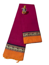 NARAYANPETH Temple border with Stripe pallu and Running blouse
