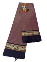 NARAYANPETH Temple border with Stripe pallu and Running blouse