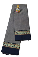 NARAYANPETH Temple border with Stripe pallu and Running blouse