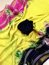 New Arrivals - *Mysore crepe chex* quality- soft crepe chex saree with zari border Beautiful floral print design in shaded colour combinationsWith running blouse
