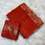 .....25 days to ship... Viscose mysore crepe silk saree with running blouse and weaving bandhani garchola pattern Pallu Saree in super trending colorWith running blouse with lagdi patta