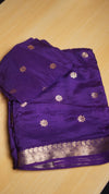 -----8 days to ship --- 1499/-*VISCOSE CREPE SILK*Viscose crepe silk saree with zari border and flower motifs all overWith lining zari pallu Teamed with running viscose blouse as shown