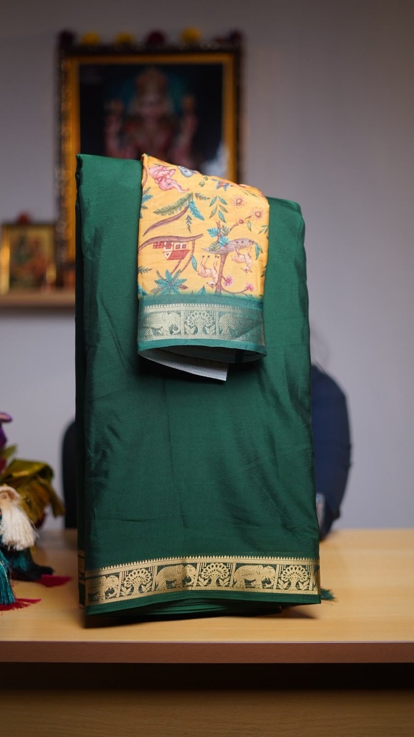 Fabric - Fancy Silk.. Contrast Printed blouse