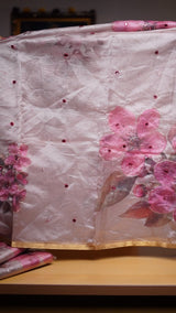 Fabric - Organza Floral Digital Print With Embroidery Zari Outing & Foil Mirror Embroidered With Zari Border Blouse - Printed BlouseSaree cut - 5.5 meter Blouse cut - 0.8 meterAvailable in Single Colour Weight - 310 Grams999/-