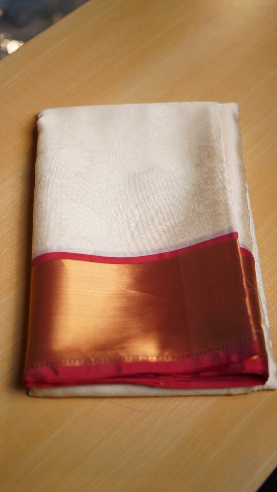 Semi katan contrast pallu and blouse
