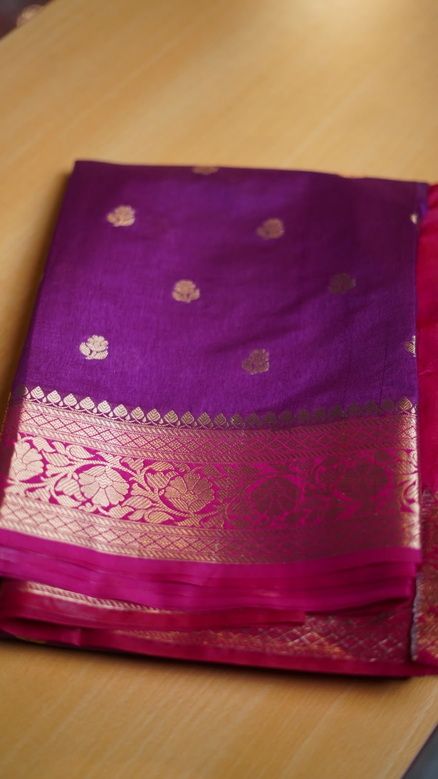 Dupain silk with contrast pallu and blouse