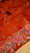 FRESH ARRIVAL❤️ Pure soft chiffon saree withfancy weaving patta all with 6 needlepetite point workwith all over buttis on sareeTeamed with 1 mtr viscose diable blouse peice with weaving buttis