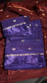 Soft Viscose Khadi silk fabric with satin border both side jacquard birds figure design all over with running blouse Partywear trending saree