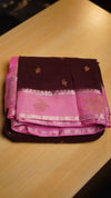 Pure viscosegeorgette fabric saree with beautifulchaap dye concept woth beautiful mottifs on saree with rich weaved palluTeamed with contrast blouse as with buttis as shown