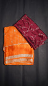 viscose Georgette with all over cheks coming with butti work n sequence work Blouse :-rangoli silk with zari sequence work in all over blouse