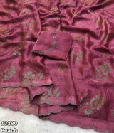 Fabric Details - New Space Silk Floral Design Foil Printed Saree With Siroski Work Border Blouse - Siroski Work BlouseCut - 6.30 Weight - 450 Grams