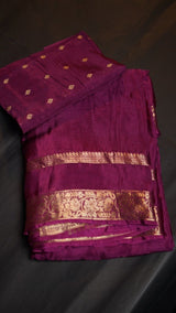 *Royale crepe*Pure viscose mysore crepe silk saree with bentex concept gap border and lining zari palluPaired with matching butti weave viscose blouse
