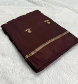 Soft Viscose Khadi silk fabric with satin border both side jacquard leaf figure design all over with running blouse Partywear trending saree Fabric is pure and too soft