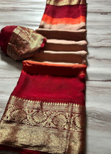 ---Prebook 25 days to ship------ Kanjivaram Bandhani Sareeđź’–Fabric Cotton silkBlouseRunningAwesome Heavy Saree With Hand BandhejWork - Hand Bandhej