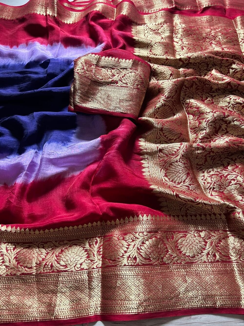 ---Prebook 25 days to ship------ Kanjivaram Bandhani Sareeđź’–Fabric Cotton silkBlouseRunningAwesome Heavy Saree With Hand BandhejWork - Hand Bandhej
