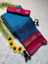 Mysore crepe silksSoft mysore crepe with zari chex pattern and contrast bentex border concept with contrast crepe blouse Soft n flowy material, very comfortable to wear
