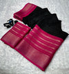 Mysore crepe silksSoft mysore crepe with zari chex pattern and contrast zari lining concept border with contrast crepe blouse Soft n flowy material, very comfortable to wear