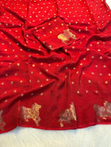 Pure viscose russian crepe saree with pichwai jacquard zari weave design in panel and butti weaving in bodyPaired with running blouse