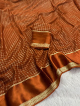 Pure Viscose Georgette saree with lurex thread chex weaving all over Saree With satin borderComes with viscose georgette Blouse