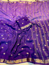 Pure viscose crepe saree with butti weaving in body and lining zari palluWith mango design zari border In shaded color combination Paired with running viscose blouse