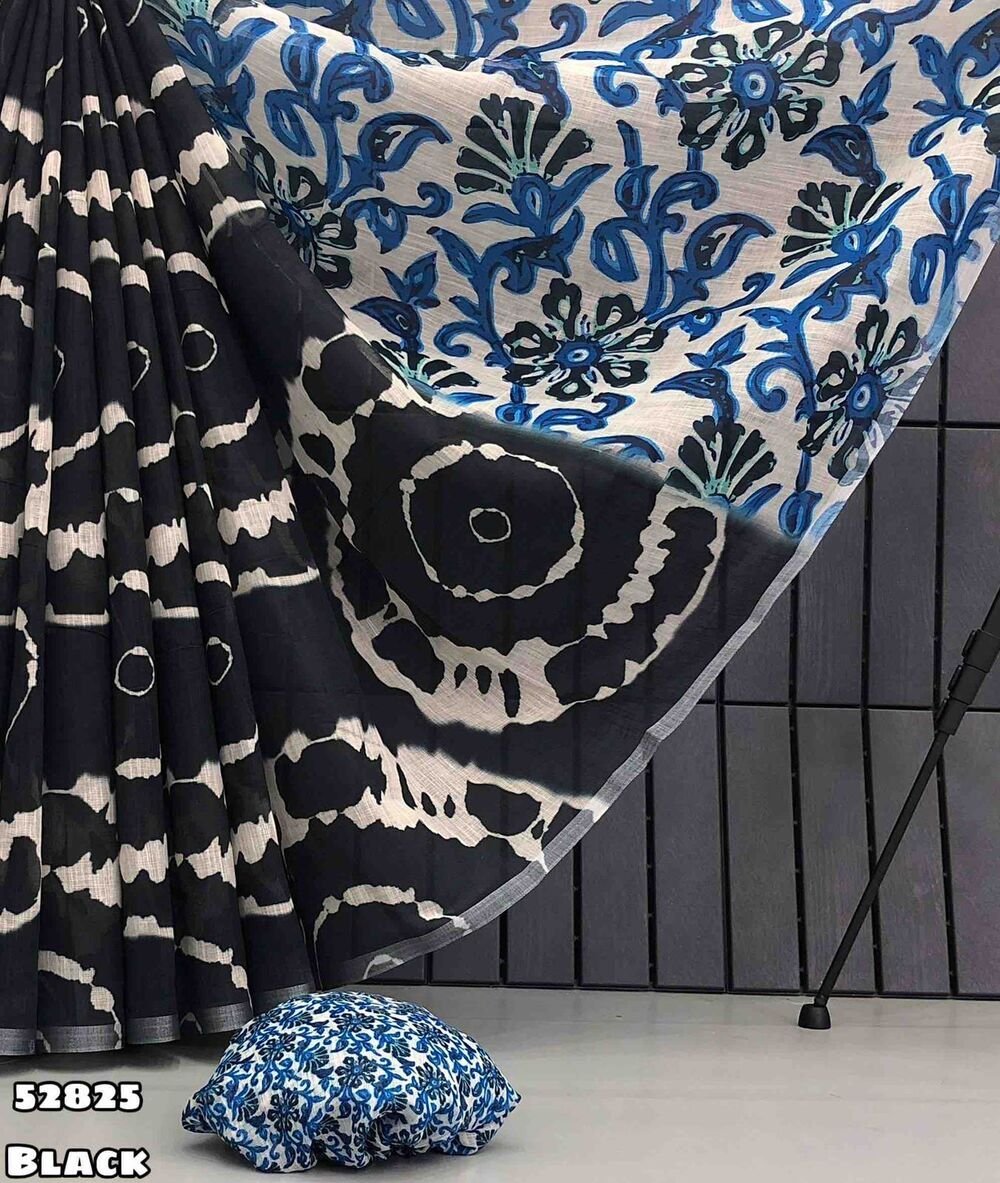 Fabric - Launching new Soft linen sibori digital print with silver zari borderBlouse - printed blouseShipping charges - 90 (all over india)Weight 510 Grams