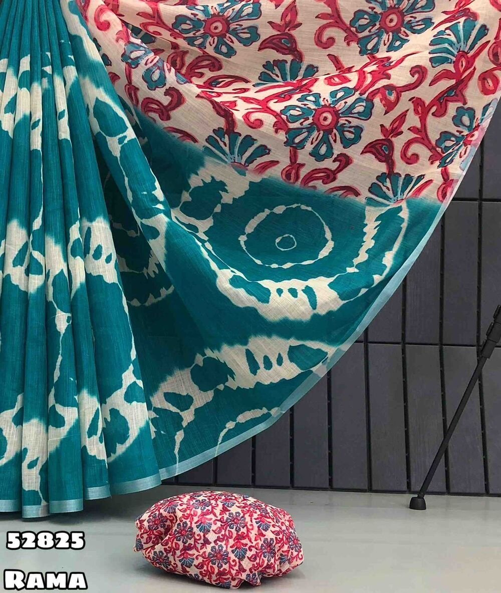Fabric - Launching new Soft linen sibori digital print with silver zari borderBlouse - printed blouseShipping charges - 90 (all over india)Weight 510 Grams