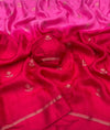 Viscose Khadi Georgette fabric with satin border both side jacquard leaffigure design all over with running blouse Shaded colour combinations Partywear trending saree