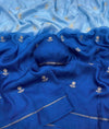 Viscose Khadi Georgette fabric with satin border both side jacquard leaffigure design all over with running blouse Shaded colour combinations Partywear trending saree