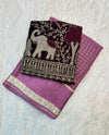 Georgette ChexViscose Georgette saree with zari chex weaving all over Saree and satin borderComes with contrast marron colour beads embroidery work Blouse