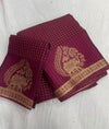 viscose chinon saree with zari chex weaving all over and elephant motif weaving in panel with running pallu and viscose chinon weaving running blouse