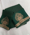 viscose chinon saree with zari chex weaving all over and elephant motif weaving in panel with running pallu and viscose chinon weaving running blouse