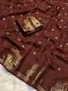 Viscose muslin cotton saree with jacquard weave double elephant weaving in border* Comes with running blouse fabric is pure and too soft