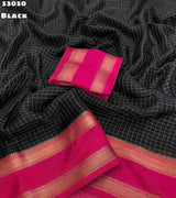 Moss Chiffon checks weaving Sarees