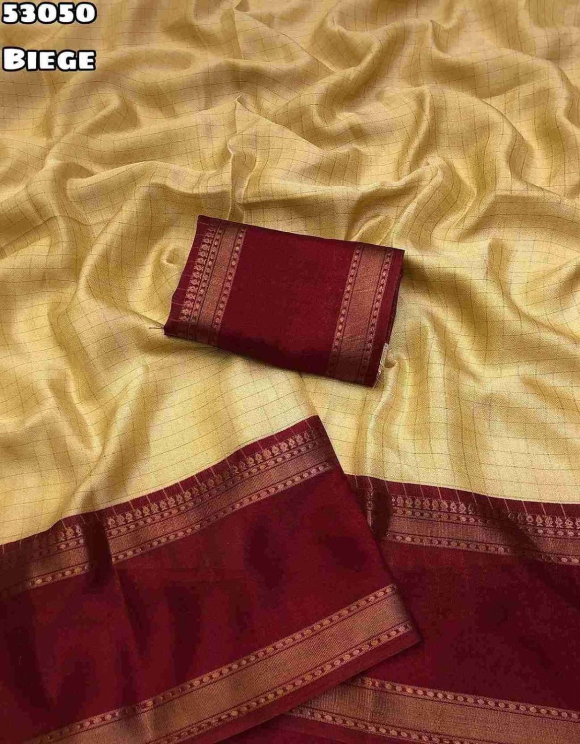 Moss Chiffon checks weaving Sarees - JO Collections