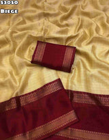 Moss Chiffon checks weaving Sarees