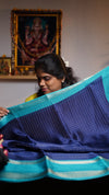 Moss Chiffon checks weaving Sarees