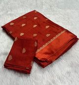 Pure soft Viscose Khadi silk fabric with satin border both side and jacquard half flower butti all over with running blouse