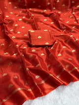 Pure soft Viscose Khadi silk fabric with satin border both side and jacquard half flower butti all over with running blouse
