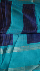 Moss Chiffon checks weaving Sarees