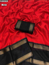 Moss Chiffon checks weaving Sarees