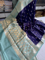 Benarasi paper soft silk fabric sareecontrast Benarasi border..Benarasi zari butti weaving on full saree..Contrast blouseFancy contrast weaving designer pallu*Note fabric paper silk soft*