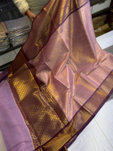 Benarasi soft katan fabric saree Contrast weaving designer pallu & jacquard blouse