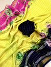 New Arrivals - *Mysore crepe chex* quality- soft crepe chex saree with zari border Beautiful floral print design in shaded colour combinationsWith running blouse