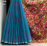 Soft lenin floral digital printed design comes with silver piping border Blouse - printed blouse weight 530 Grams 