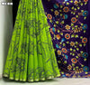 Soft lenin floral digital printed design comes with silver piping border Blouse - printed blouse weight 530 Grams 