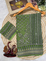 Soft Fox Georgette*WORK :*Beautiful katdana and real mirror work *BLOUSE*- Fox georgette with real mirror and hand work